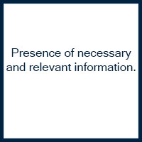 Presence of neccessary and relevant information