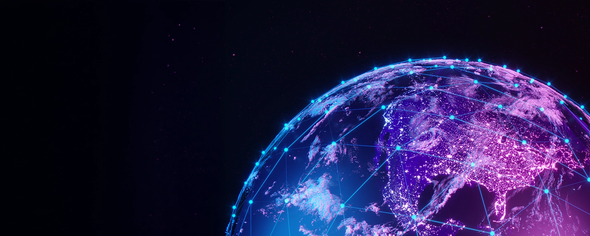 Digital vernetzte Weltkugel mit globalen Datenverbindungen als Symbol für Digitalisierung, Technologie und internationale Vernetzung.
