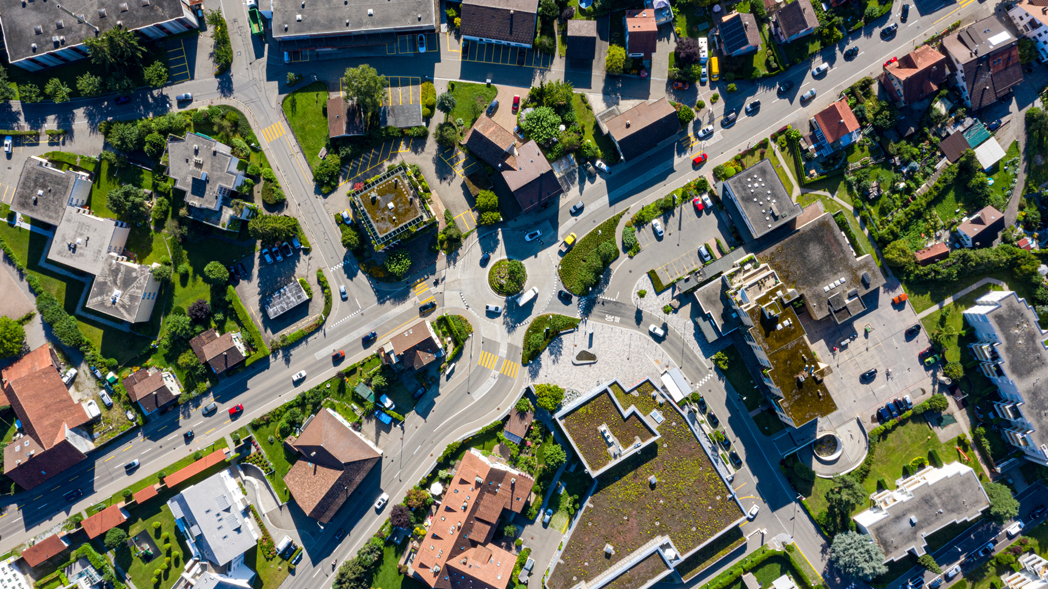Luftbild einer Wohngegend