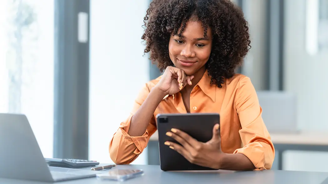 woman with iPad